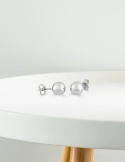 Boucles d'oreilles boules or blanc 375‰ de 7 mm de diamètre SO OR