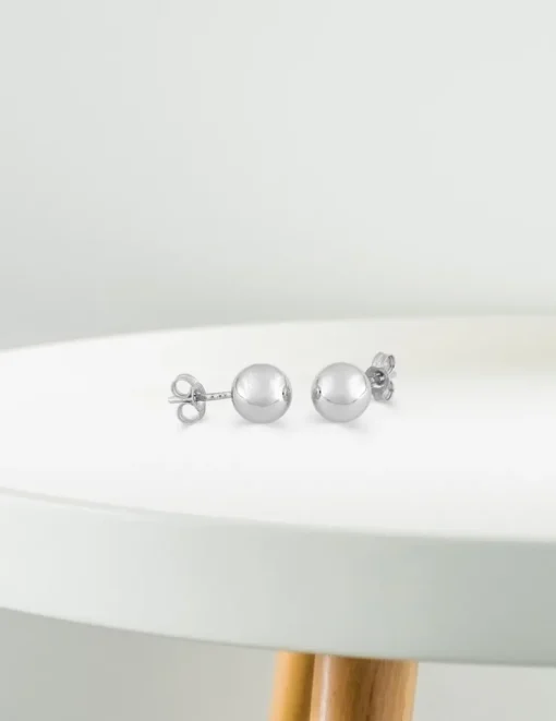 Boucles d'oreilles boules or blanc 375‰ de 7 mm de diamètre SO OR