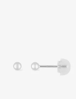 Boucles d'oreilles boules or blanc 375‰ de 3 mm de diamètre SO OR