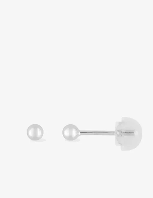 Boucles d'oreilles boules or blanc 375‰ de 3 mm de diamètre SO OR
