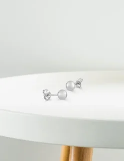Boucles d'oreilles boules or blanc 375‰ de 5 mm de diamètre SO OR
