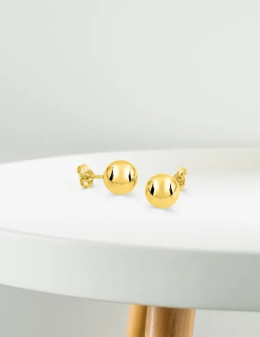 Boucles d'oreilles boules 7 mm or jaune 750 ‰ SO OR