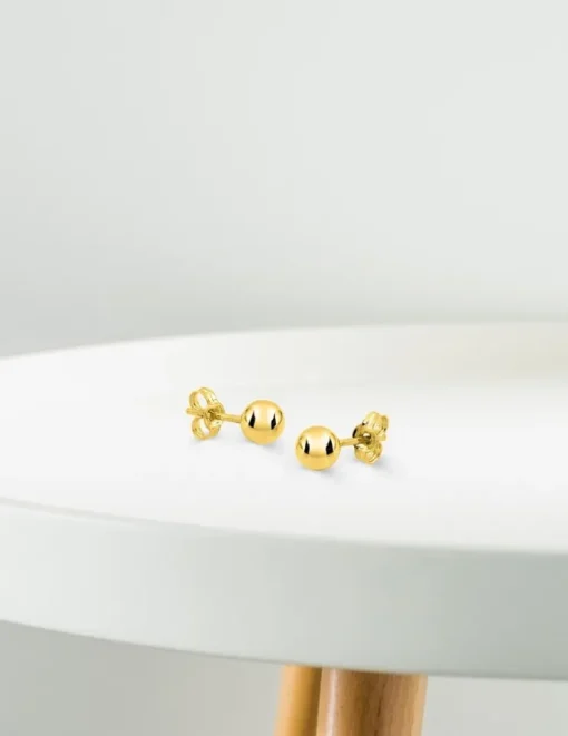Boucles d'oreilles boules or jaune 375‰ de 5 mm de diamètre SO OR