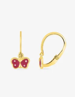 Boucles d'oreilles brisures papillons or jaune 375‰ et laque SO OR