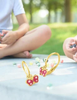 Boucles d'oreilles brisures papillons or jaune 375‰ et laque SO OR
