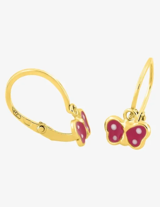 Boucles d'oreilles brisures papillons or jaune 375‰ et laque SO OR