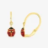 Boucles d'oreilles brisures coccinelles or jaune 375‰ et laque SO OR