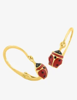 Boucles d'oreilles brisures coccinelles or jaune 375‰ et laque SO OR