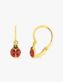 Boucles d'oreilles brisures coccinelles or jaune 375‰ et laque SO OR