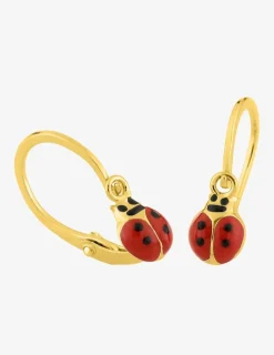 Boucles d'oreilles brisures coccinelles or jaune 375‰ et laque SO OR