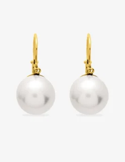 Boucles d'oreilles brisures or jaune 750‰ et perle de culture d'eau douce 8 mm SO OR