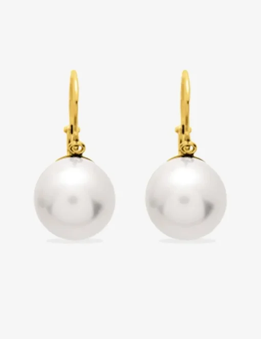 Boucles d'oreilles brisures or jaune 750‰ et perle de culture d'eau douce 8 mm SO OR