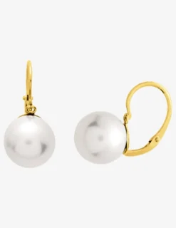Boucles d'oreilles brisures or jaune 750‰ et perle de culture d'eau douce 8 mm SO OR