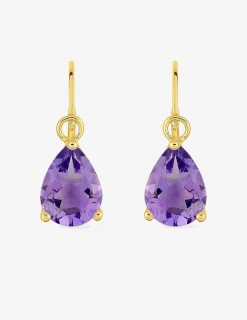 Boucles d'oreilles brisure or jaune 375‰, améthyste SO OR