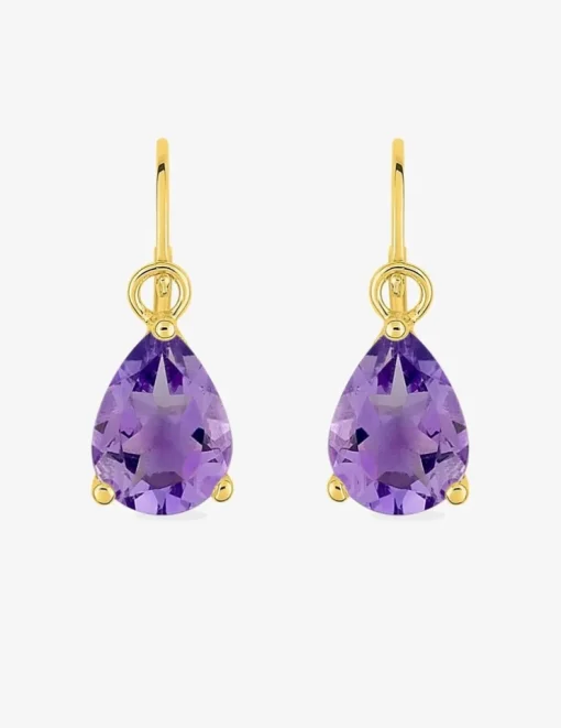 Boucles d'oreilles brisure or jaune 375‰, améthyste SO OR