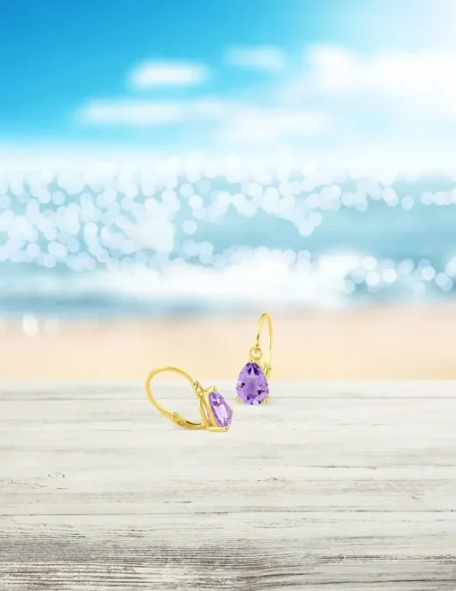 Boucles d'oreilles brisure or jaune 375‰, améthyste SO OR