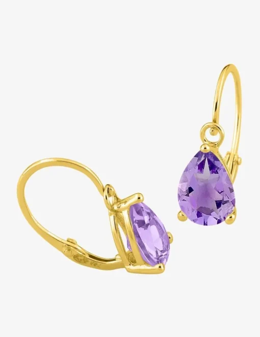 Boucles d'oreilles brisure or jaune 375‰, améthyste SO OR