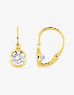Boucles d'oreilles brisure or blanc 375 ‰ et oxyde de zirconium serti clos SO OR