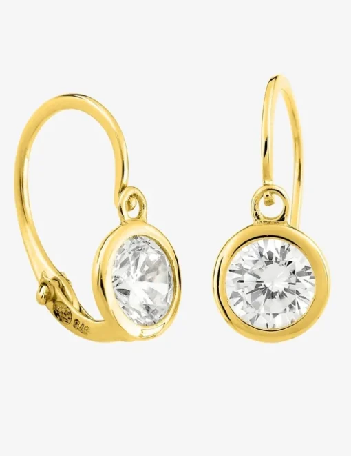 Boucles d'oreilles brisure or blanc 375 ‰ et oxyde de zirconium serti clos SO OR
