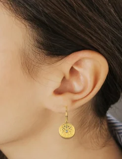 Boucles d’oreilles brisure acier doré et cristal blanc SO OR