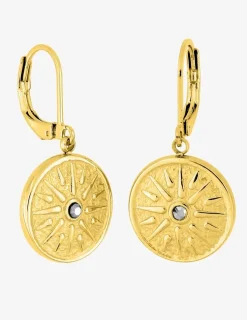 Boucles d’oreilles brisure acier doré et cristal blanc SO OR