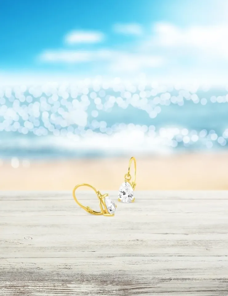 Boucles d'oreilles brisures or jaune 750 ‰ et oxyde de zirconium SO OR