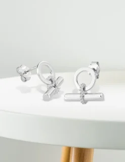 Boucles d'oreilles bâtonnet Argent 925‰ rhodié & oxydes de zirconium SO OR