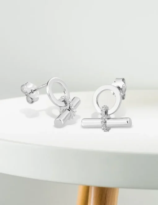 Boucles d'oreilles bâtonnet Argent 925‰ rhodié & oxydes de zirconium SO OR
