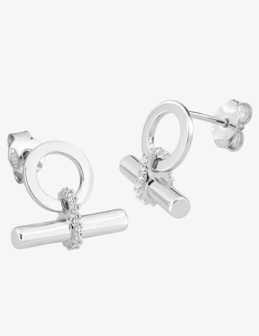 Boucles d'oreilles bâtonnet Argent 925‰ rhodié & oxydes de zirconium SO OR