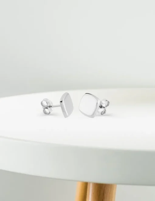 Boucles d'oreilles carré or blanc 750 ‰ SO OR