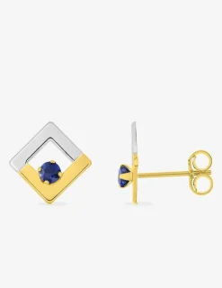 Boucles d'oreilles carré or 375‰ et saphir SO OR