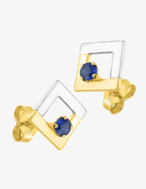 Boucles d'oreilles carré or 375‰ et saphir SO OR