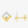 Boucles d'oreilles carrées or 375‰ et oxyde de zirconium SO OR