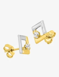 Boucles d'oreilles carrées or 375‰ et oxyde de zirconium SO OR