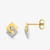 Boucles d'oreilles carrées or 375‰ et oxyde de zirconium SO OR