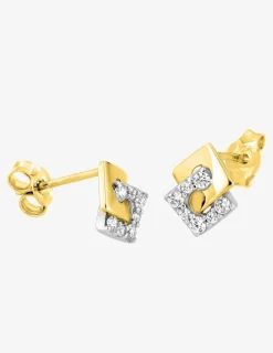 Boucles d'oreilles carrées or 375‰ et oxyde de zirconium SO OR