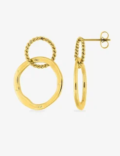Boucles d'oreilles cercle torsadé 10 mm et cercle 20 mm acier doré SO OR