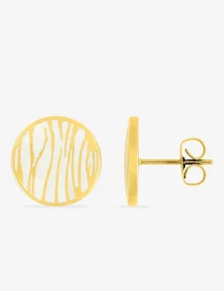 Boucles d'oreilles cercle acier doré et émail blanc SO OR
