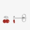 Boucles d'oreilles cerises argent 925 ‰ laque rouge SO OR