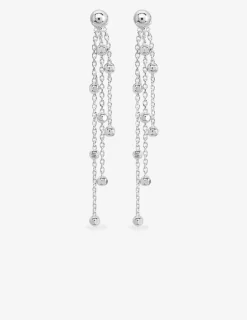 Boucles d'oreilles chaînes et boules argent 925‰ rhodié SO OR