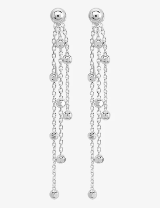 Boucles d'oreilles chaînes et boules argent 925‰ rhodié SO OR