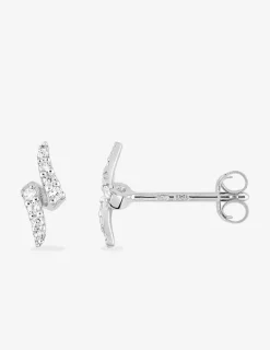 Boucles d'oreilles éclairs courbés argent rhodié 925‰ avec oxyde de zirconium SO OR