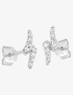 Boucles d'oreilles éclairs courbés argent rhodié 925‰ avec oxyde de zirconium SO OR