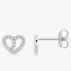 Boucles d'oreilles clou argent 925 ‰ rhodié avec oxydes de zirconium en cœur SO OR