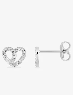 Boucles d'oreilles clou argent 925 ‰ rhodié avec oxydes de zirconium en cœur SO OR