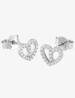 Boucles d'oreilles clou argent 925 ‰ rhodié avec oxydes de zirconium en cœur SO OR