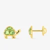 Boucles d'oreilles clou en or 750‰ tortue émail laqué fermoir vis SO OR