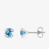 Boucles d'oreilles clou or 750‰ topaze bleu serti griffes SO OR