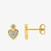 Boucles d'oreilles clou or 375‰ oxyde blanc cœur SO OR