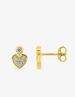 Boucles d'oreilles clou or 375‰ oxyde blanc cœur SO OR